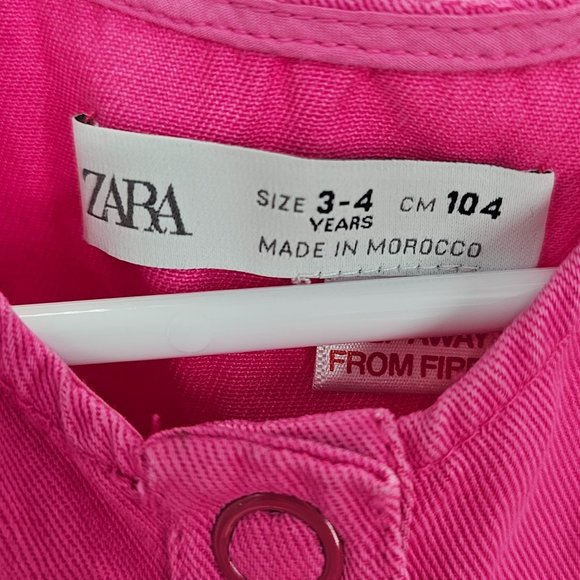 Zara Girls Pink Demin Jumpsuit Size 3-4 years - Picture 3 of 5